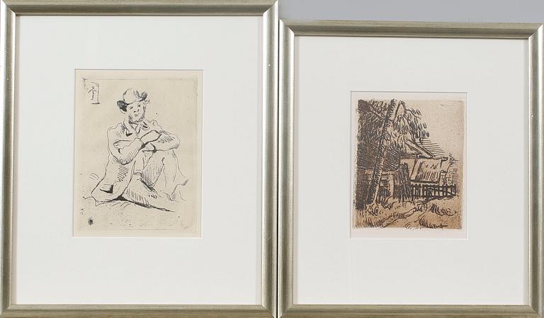PAUL CÉZANNE, two etchings, not signed, posthumous prints.