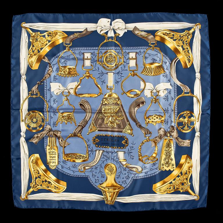 A 1960s silk scarf by Hermès, "Etriers".