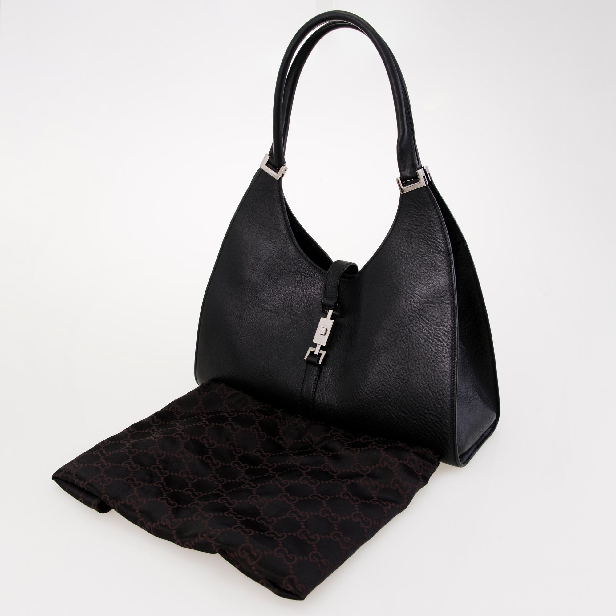 GUCCI Black Leather Jackie O Bag.