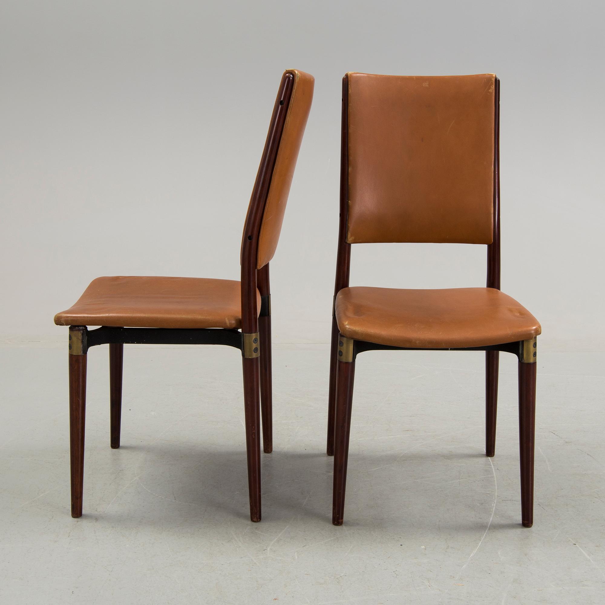 A set of four chairs by Osvaldo Borsani, Tecno, Italy.