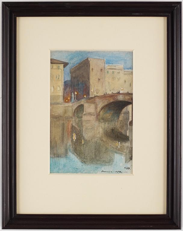 Georg Pauli, Ponte Santa Trinita, Florens, skymning.
