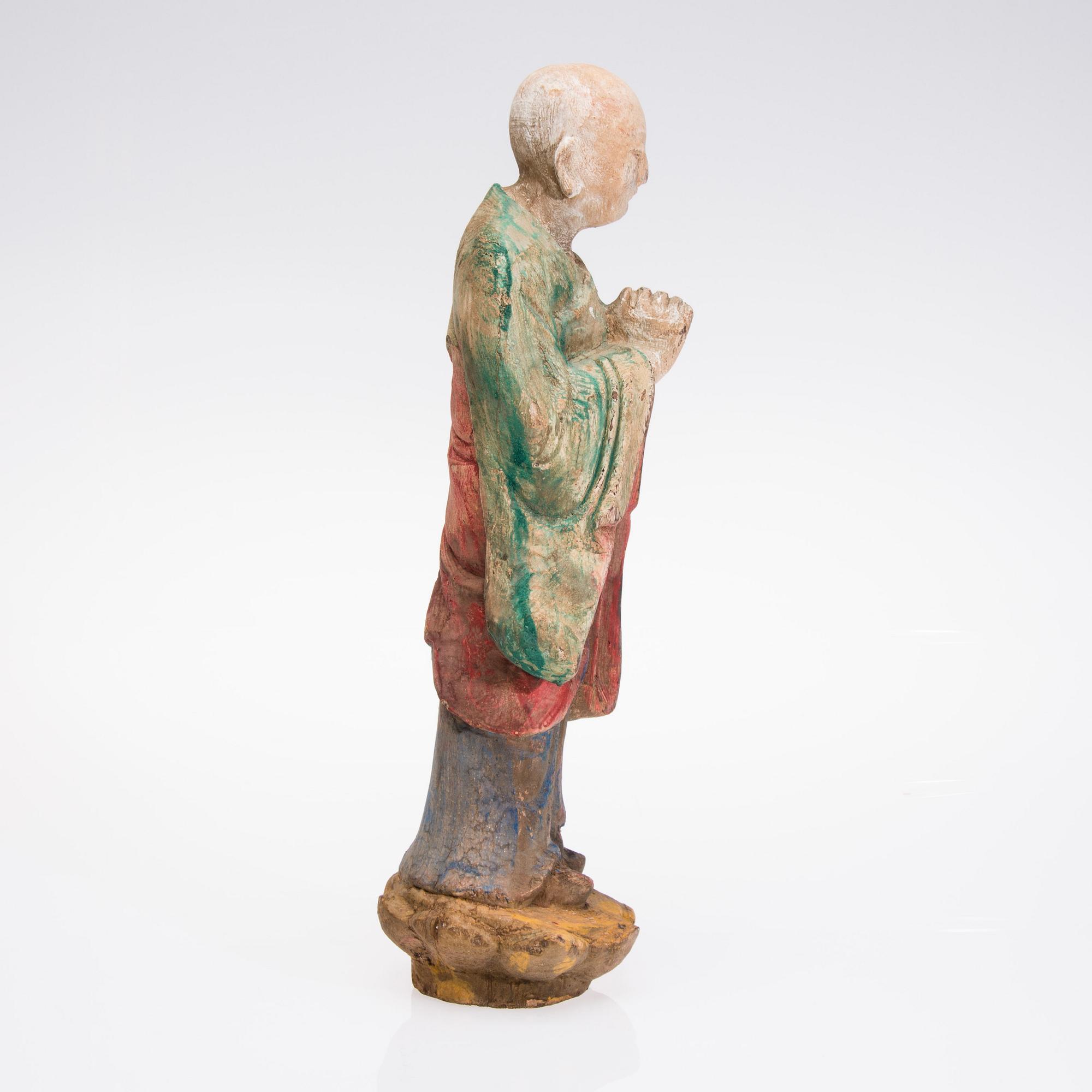 SKULPTUR, målat trä, Kina, 1900-tal.