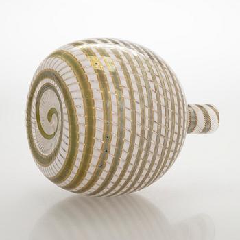 Oiva Toikka, a glass bottle, Pro Arte "Ranta" (Beach) series, signed O. Toikka Nuutajärvi.