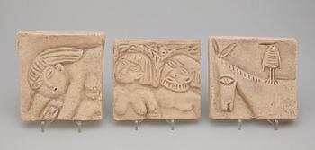 ÅKE HOLM, reliefer, 3 st, terrakotta, sign.