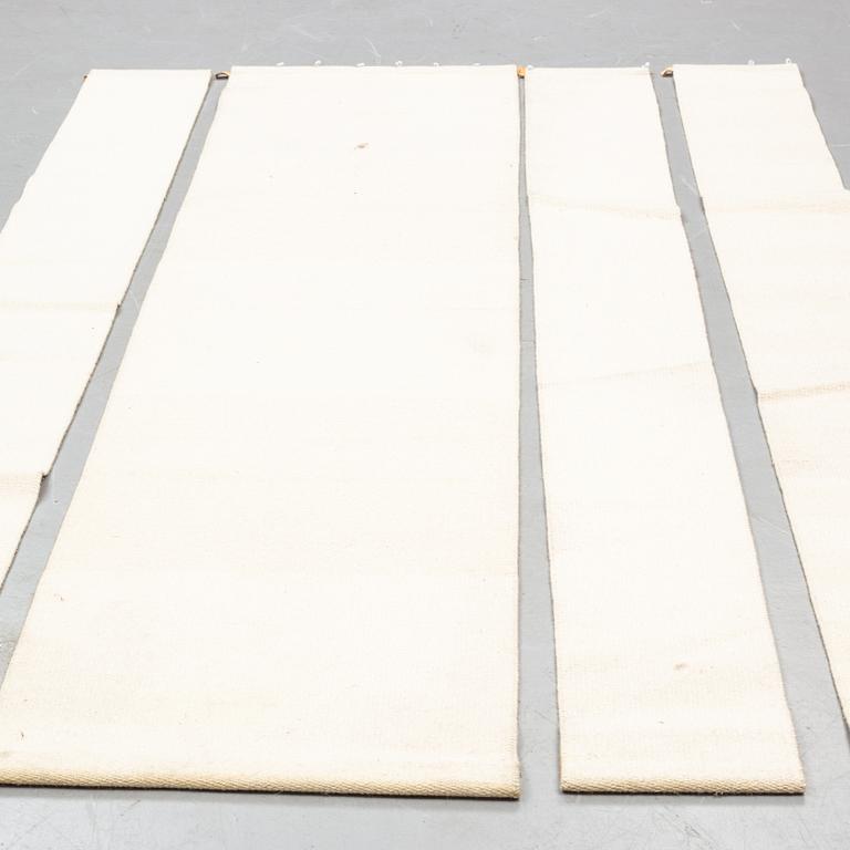 A carpet/textile, "Häggå 981", machin woven, Gunilla Lagerhem, Ullberg Kasthall, ca 290 x 30 and 70 cm.