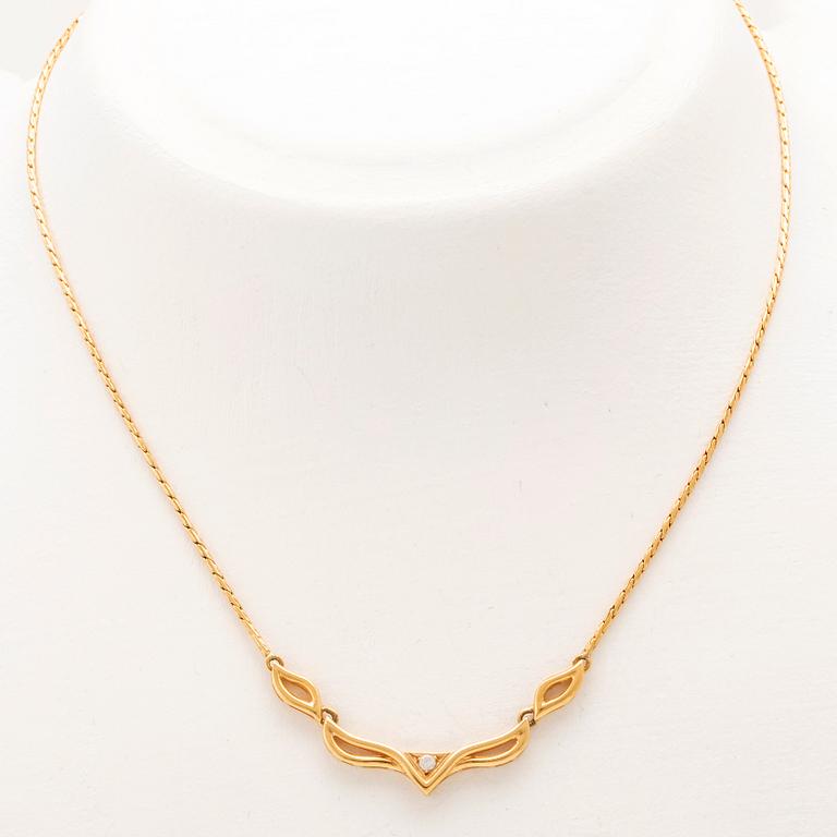 An 18K gold necklace set with a round brilliant cut diamond Heribert Engelbert Stockholm.