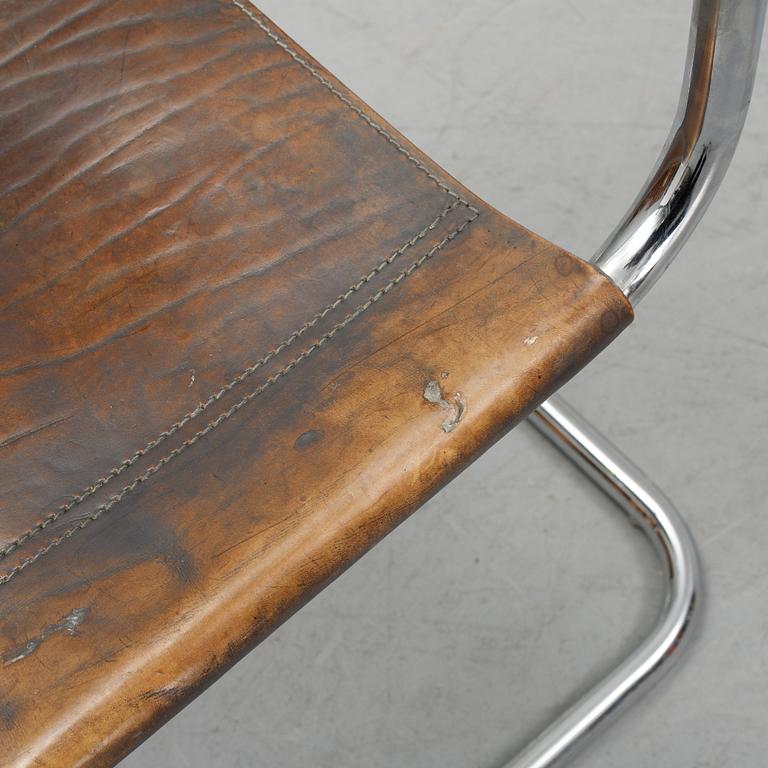 Six Fasem leather and tubular steel chairs, Italy, 1985.