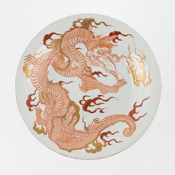 A Japanese porcelain dish on foot, early 20th century.