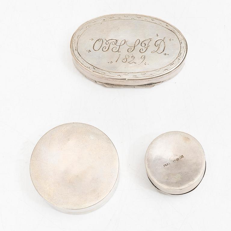 Dosor, 3 st,  silver, Sverige 1700-1800-tal.