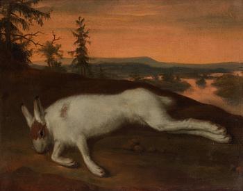 328. David Klöcker Ehrenstrahl His studio, Landscape with a dead hare.