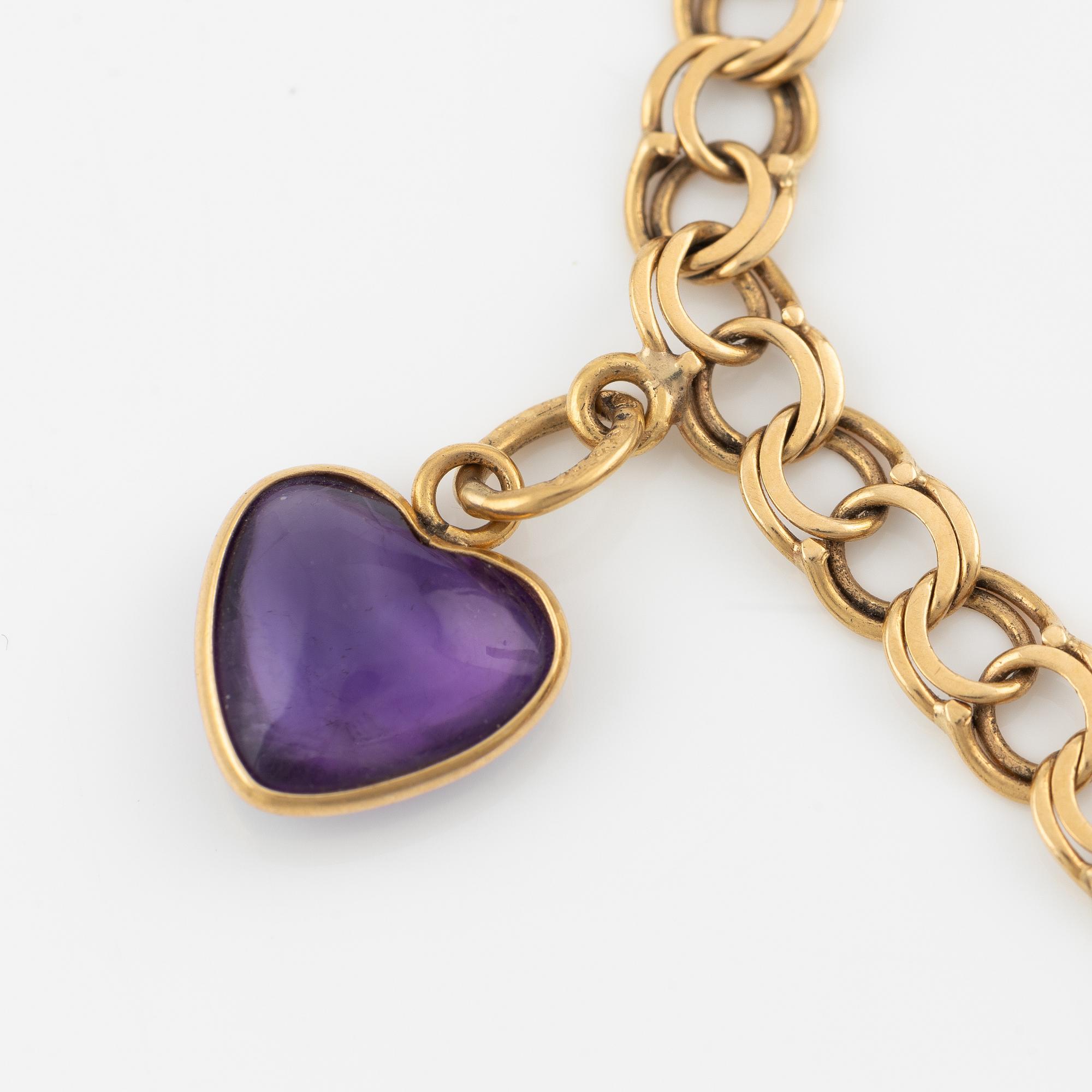 Armband, 18K guld, med berlocker.