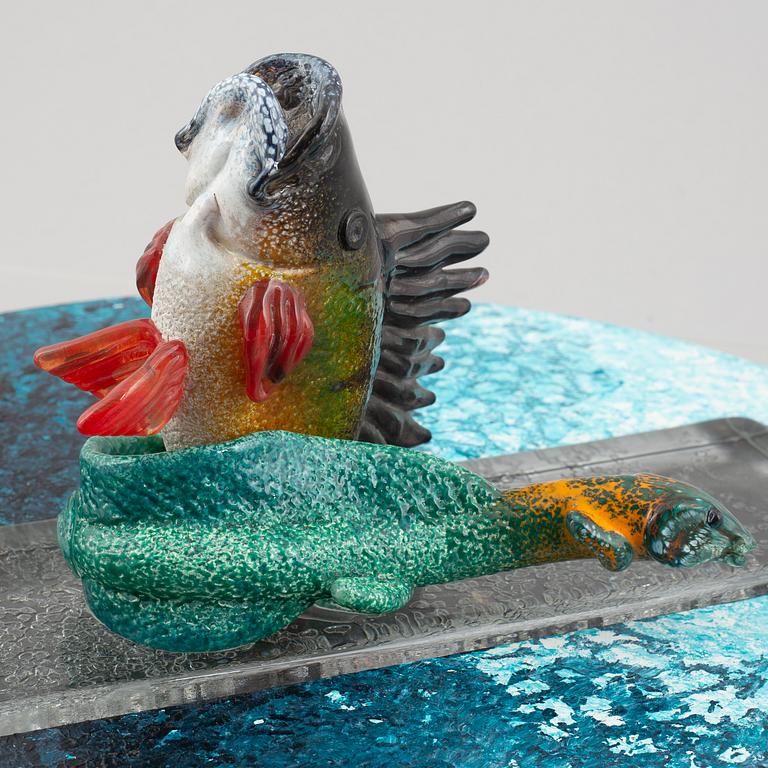 Kjell Engman, a unique glass sculpture, "Friends at sea", Kosta Boda, Sweden.