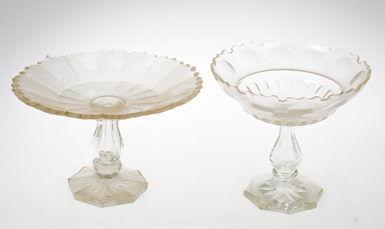 FAT SAMT SKÅL PÅ FOT, glas, 1800-talets andra hälft.