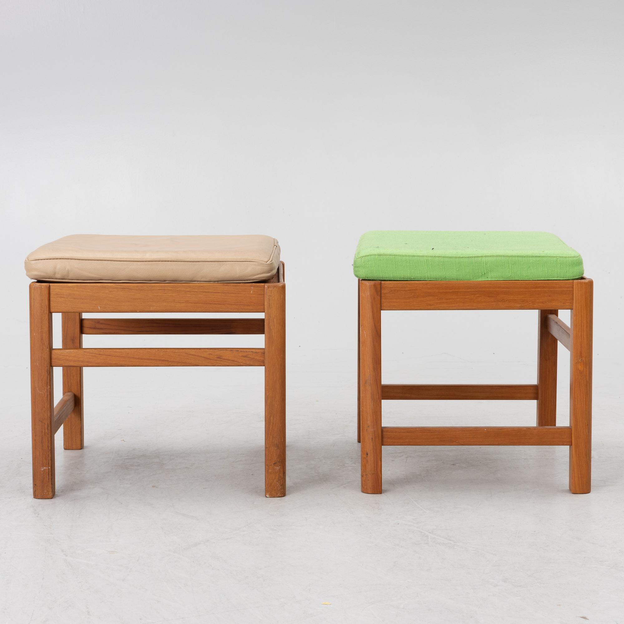 Six teak stools, Scandinavia, 1960's.