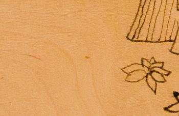 Birger Kaipiainen, piirros, tussi vanerille, signeerattu ja päivätty -46.