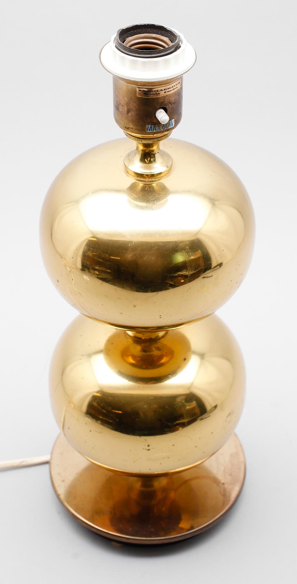 BORDSLAMPA, mässing, AB Stilarmatur, Tranås, 1900-talets andra hälft.