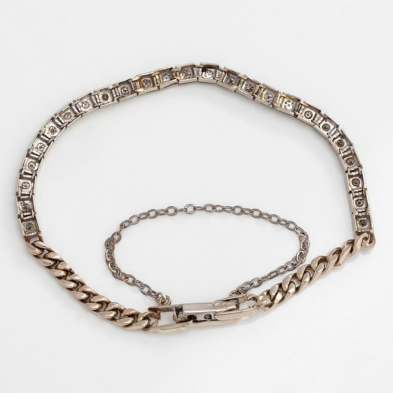 Rannekoru, 14K valkokultaa, 8/8 hiottuja timantteja.