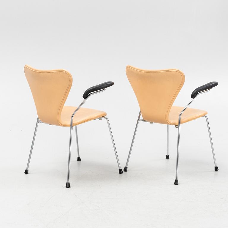 Arne Jacobsen, a set of eight "Series 7' armchairs, Fritz Hansen, Denmark, 1995.