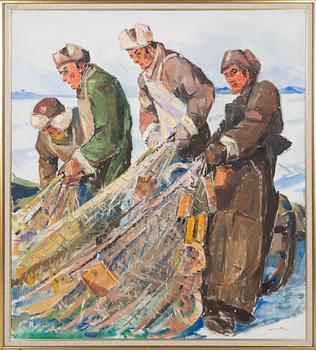 Armas Mikola, Wintry net fishing.
