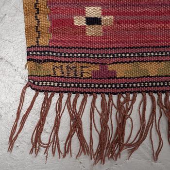 Märta Måås-Fjetterström, a drape, "Violett Draperi" (with yellow), ca 260,5-263 x 147 cm, signed MMF.