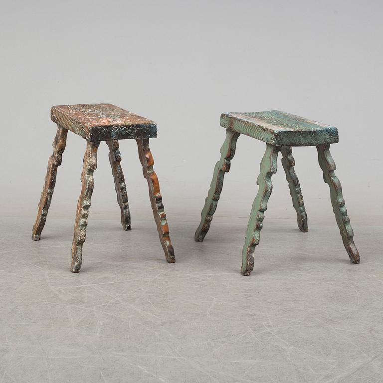 Two 19th century wooden stools.