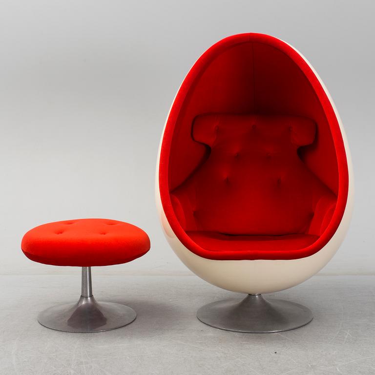 A Henrik Thor-Larsen "Ovalia" easy chair and stool, Torlan, Staffanstorp, Sweden 1960-70's.