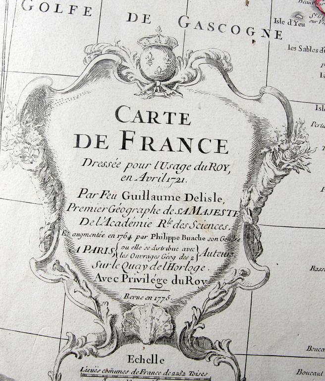 KARTA, Frankrike, Guillaume Delisle 1775.