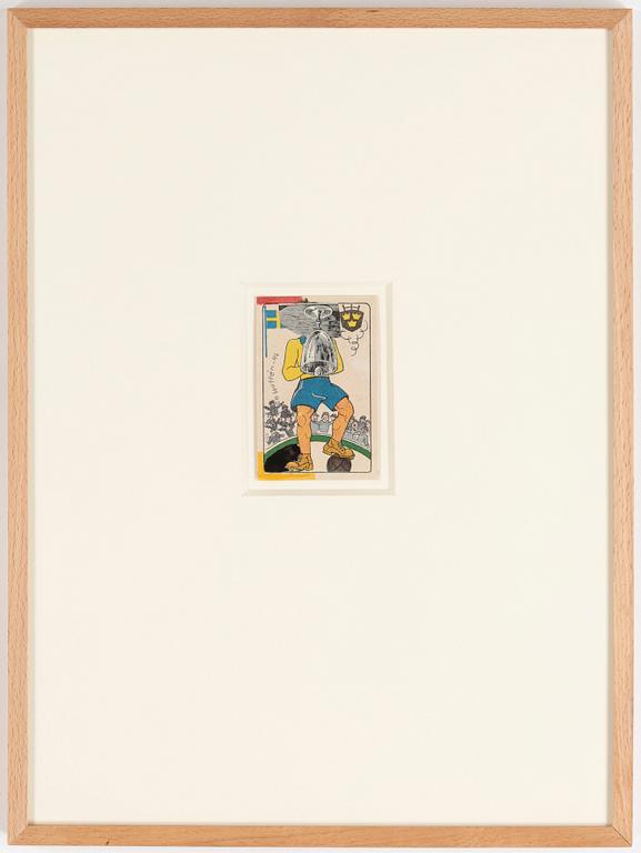 CARL OTTO HULTÉN, collage på spelkort. Signerad och daterad 1946.