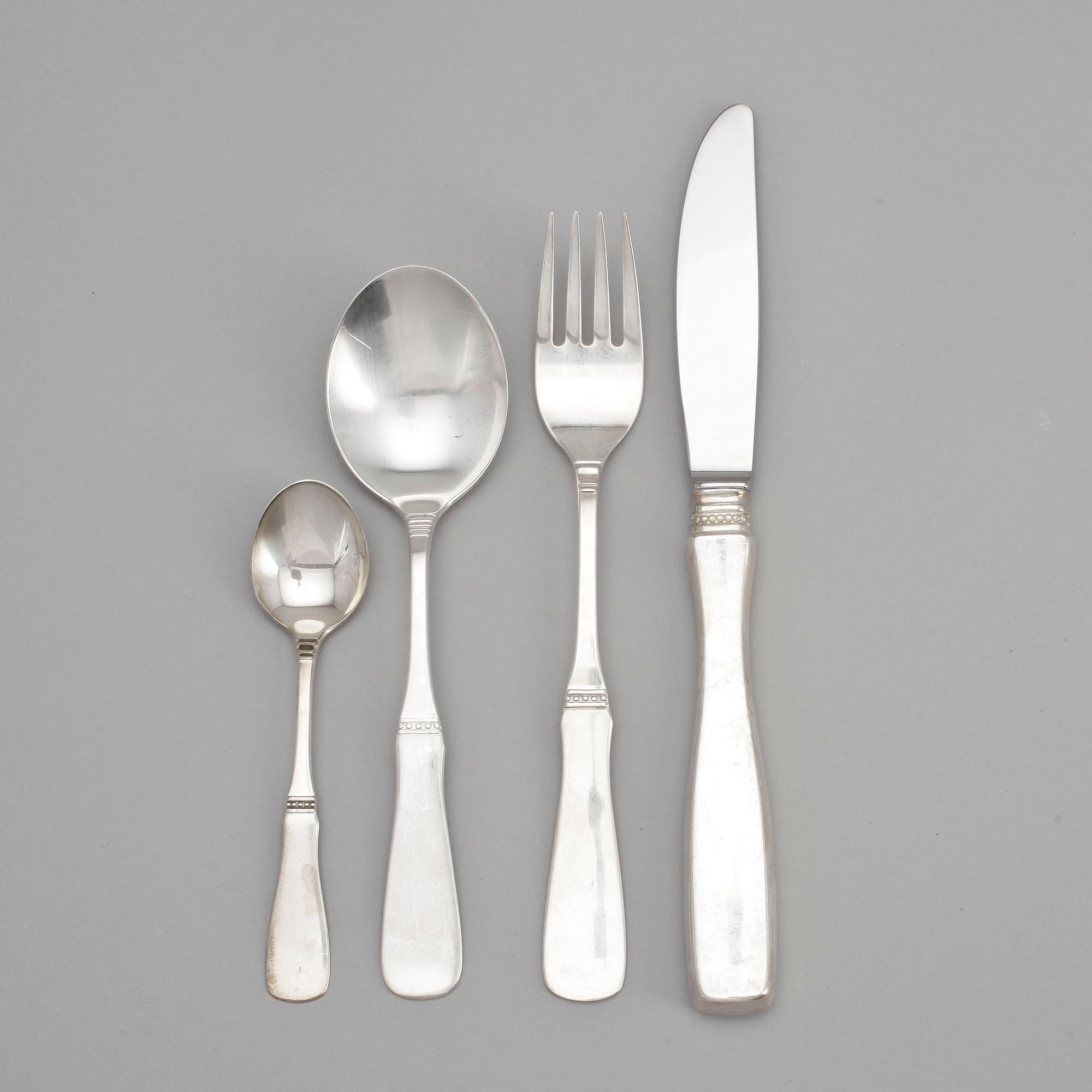 BESTICKUPPSÄTTNING, 60 delar, silver, 'Uppsala', MGAB, Uppsala, 1980-tal. Total vikt ca 2663 g.