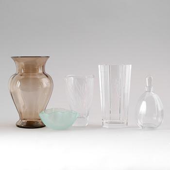 GLASFÖREMÅL, 5 delar, 1900-tal.