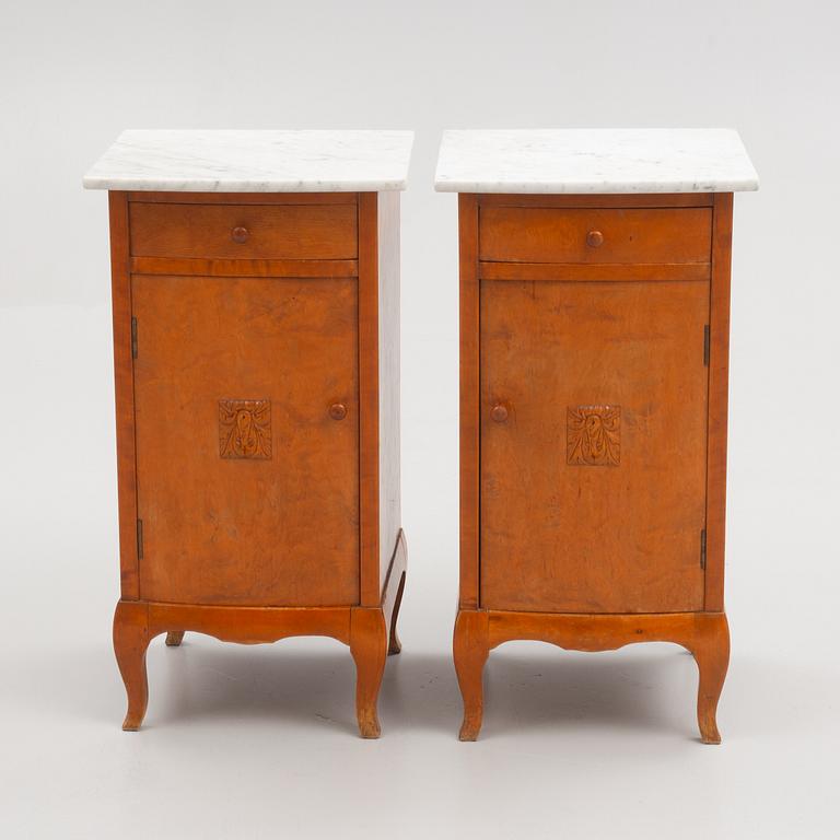 Bedside tables, a pair, Nässjö Stolfabrik, first half of the 20th century.