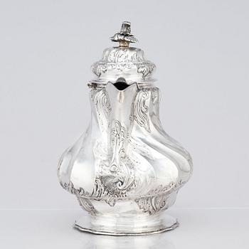 A Swedish 18th century silver coffee-pot, mark of Johan Grönwall, Vänersborg (1753-1784).