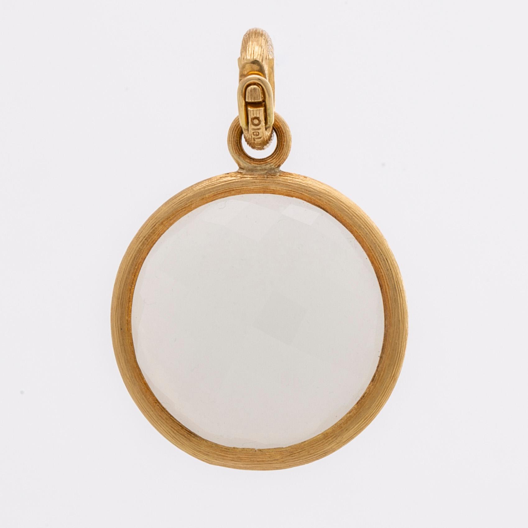 OLE LYNGGAARD, pendant, 18K gold w 1 white chequered cut stone "Nature", original box and dustbag.