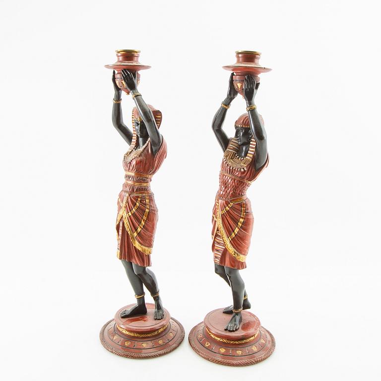 Candelsticks, a pair, circa 1900, marked Blackamoor.