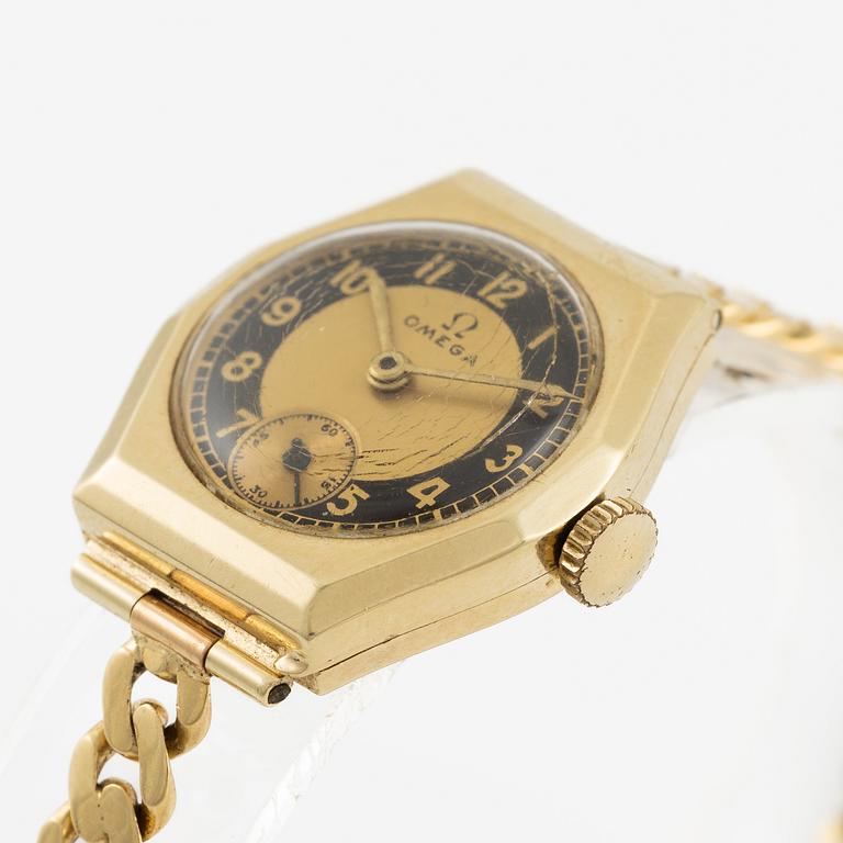 Omega, wristwatch, 14K gold, bracelet in 18K gold, 21 mm.