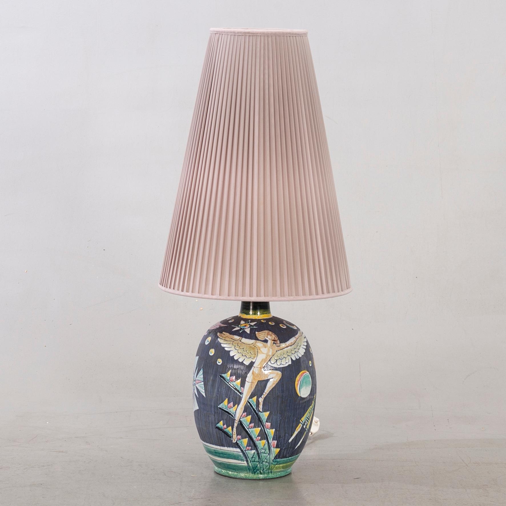 MARIAN ZAWADZKI, bords/golvlampa Tilgmans 1900-talets andra hälft glaserat lergods.