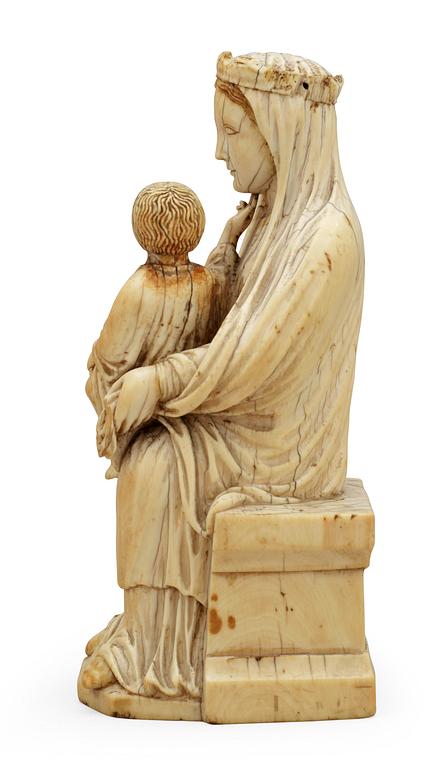 Virgin and Child, a French Gothic ivory statuette, second half of the 13th century.