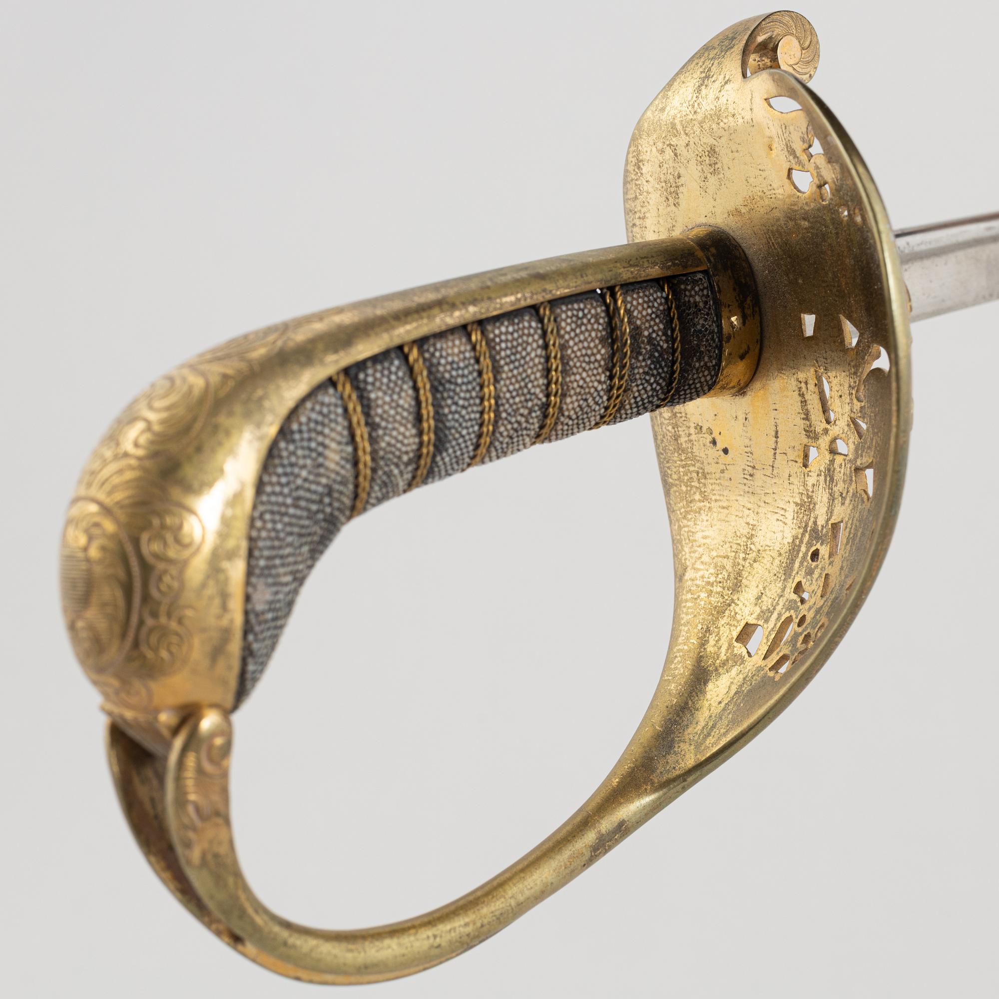 Saber, early 19th century, for an officer in the archipelago fleet (?), with scabbard.
