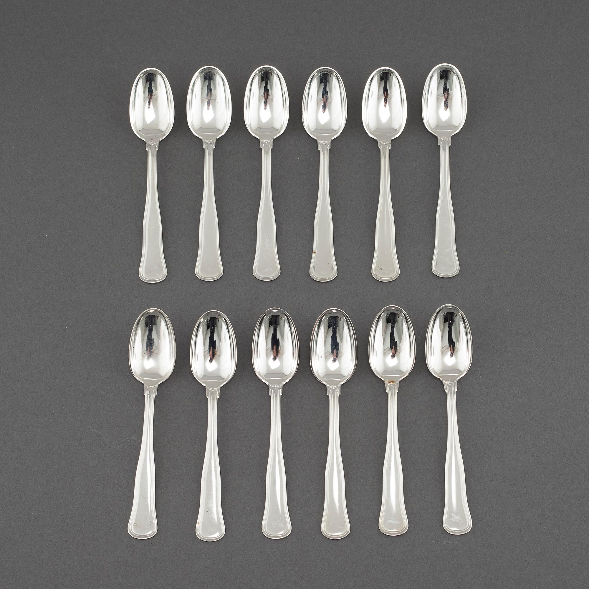 KAFFESKEDAR, 12 st, silver, "Gammal dansk", Cohr, Danmark, 1900-talets andra hälft.