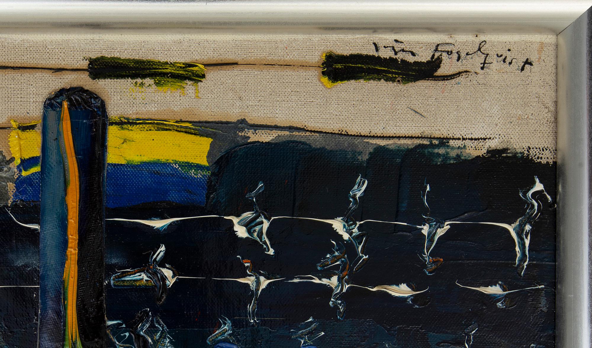 JÖRGEN FOGELQUIST, a signed oil and collage on canvas.