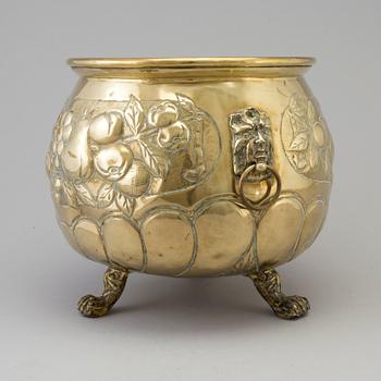 A 18th century brass flower pot.