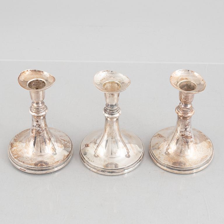 Three silver candlesticks, MGAB Uppsala, 1958-1963.