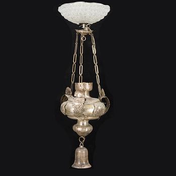 TAKLAMPA, försilvrad, rysk ortodox, 1800-tal.