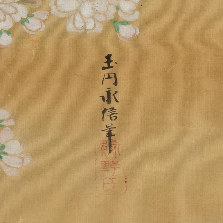 A Japanese painting, unidentified artist, ink and colour on silk, 20th century.