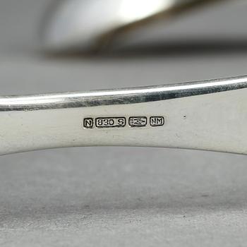 BESTICKSSERVIS, 27 delar, silver, Magnus Aase, Bergen, Norge, 1960-tal. Ca 748 gram exkl. knivar.