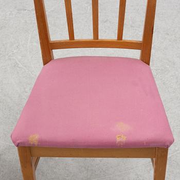 Carl Malmsten, dining table and four chairs, including Svensk Fur, second half of the 20th century.