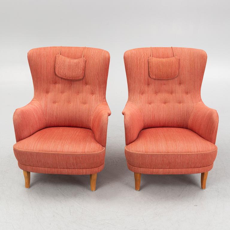 Carl Malmsten, a pair of 'Patron' armchairs, AB O.H. Sjögren, Tranås.