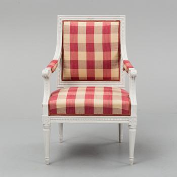 A Gustavian armchair, late 18th century.