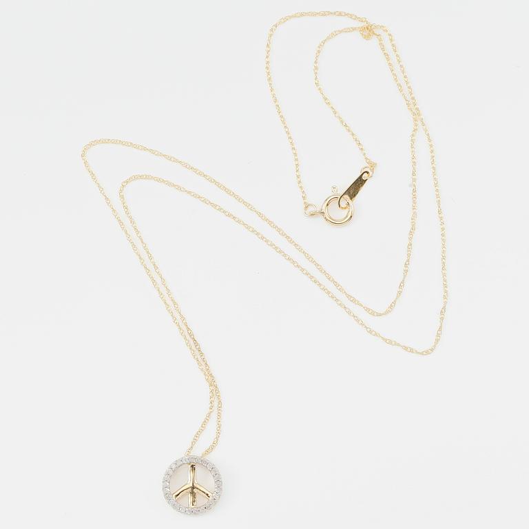 HÄNGE MED KEDJA, 10K guld och diamanter tot ca 0.10 ct.