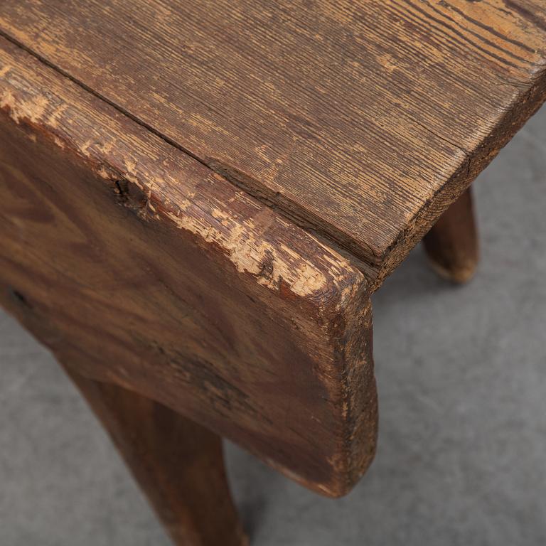 A painted pine bench, 19th Century.